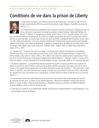 Document à distribuer : Conditions de vie dans la prison de Liberty