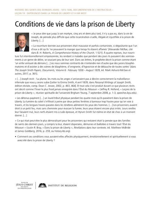 Document à distribuer : Conditions de vie dans la prison de Liberty