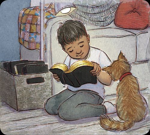 child reading book