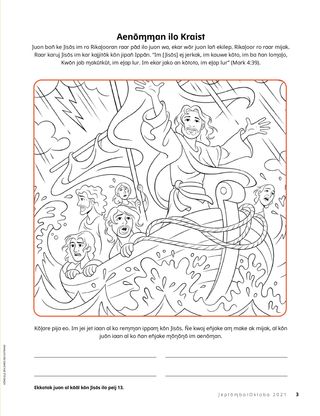 coloring page of Jesus calming the storm