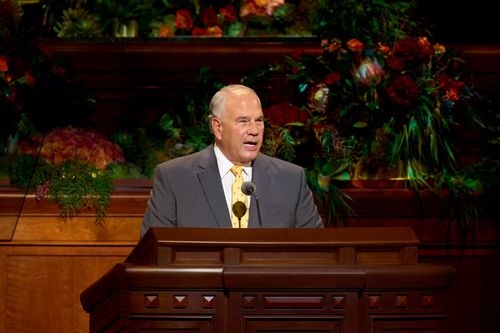 Elder Ronald A. Rasband speaks during the Saturday afternoon session of General Conference. October 2, 2021.