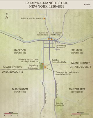 Mapa 4: Palmyra-Manchester, New York, 1820-1831