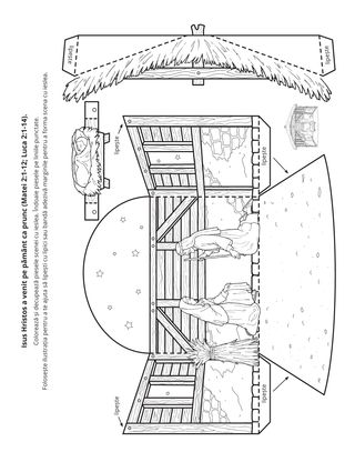 pagină cu activități: Isus Hristos a venit pe pământ ca prunc