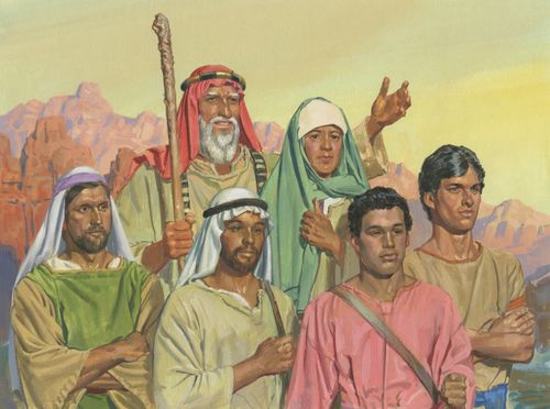 Lehi, Sariah, and four sons