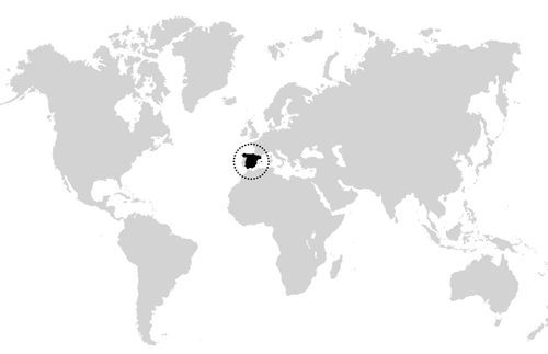 mapa com um círculo em torno de Espanha
