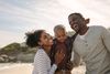 family walking on beach