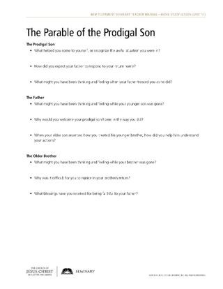 handout, The Parable of the Prodigal Son