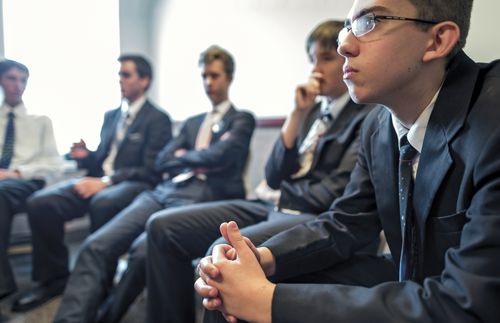 young men in a class