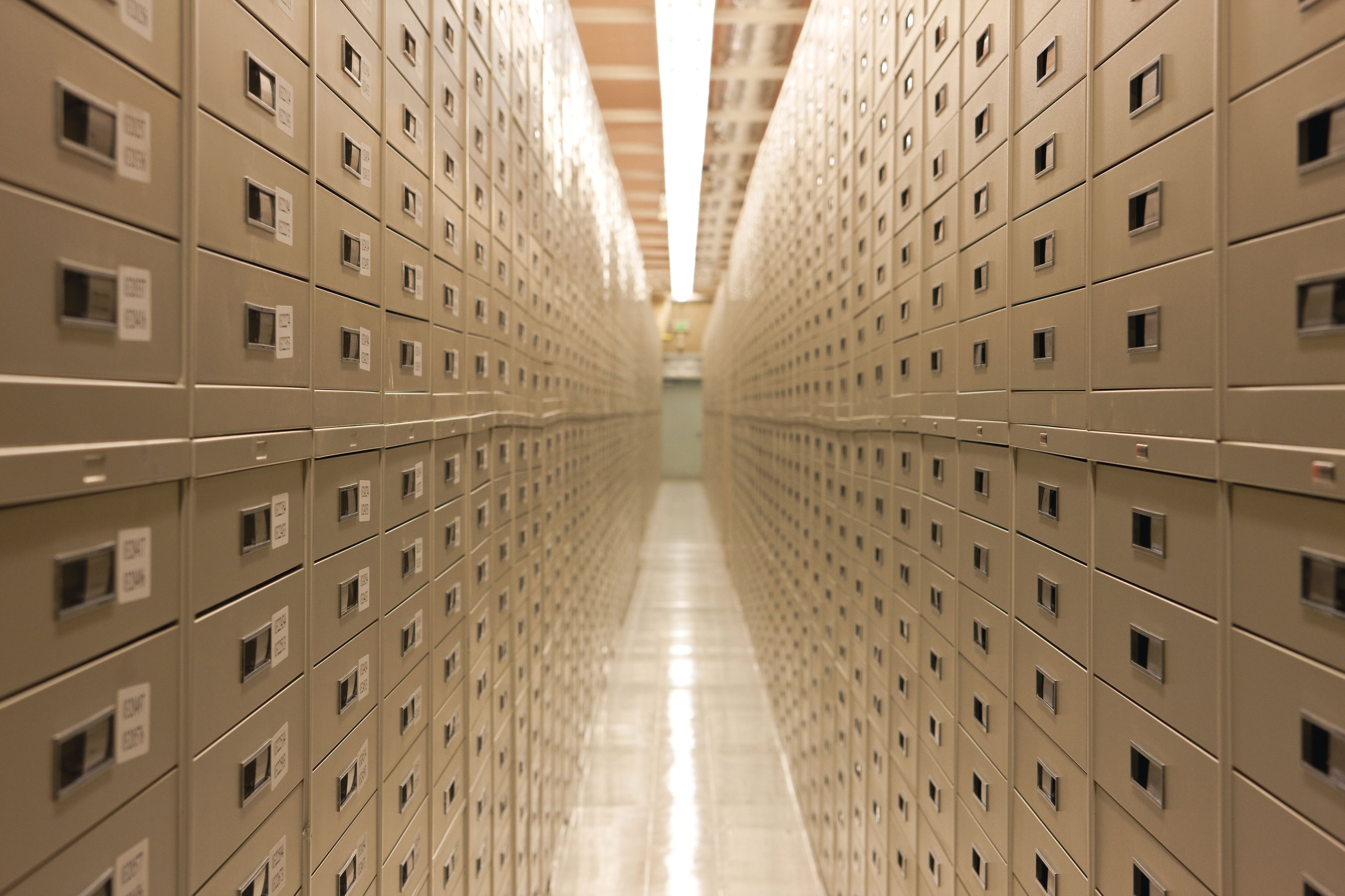 The Granite Mountain Records Vault, with cabinets.