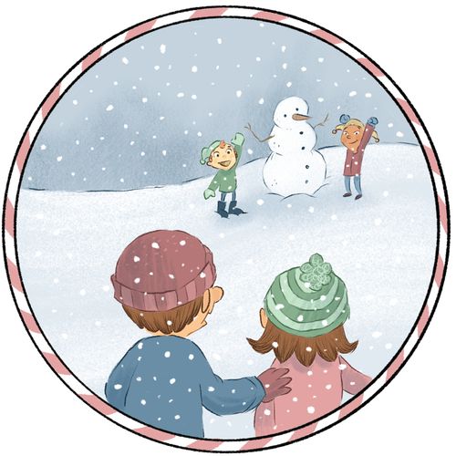 children with snowman