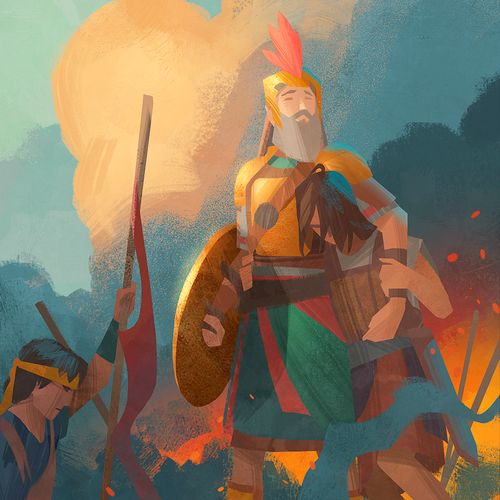 Mormon leading Nephites in battle