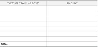 training costs table