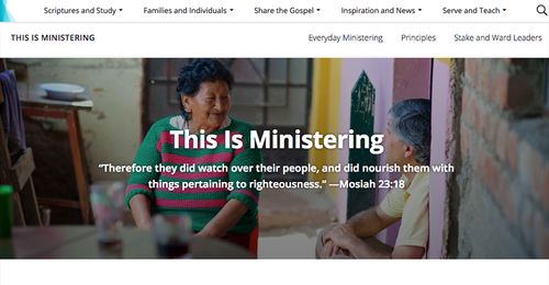 screenshot of ministering website