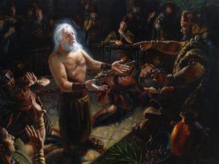 Abinadi testifying to King Noah