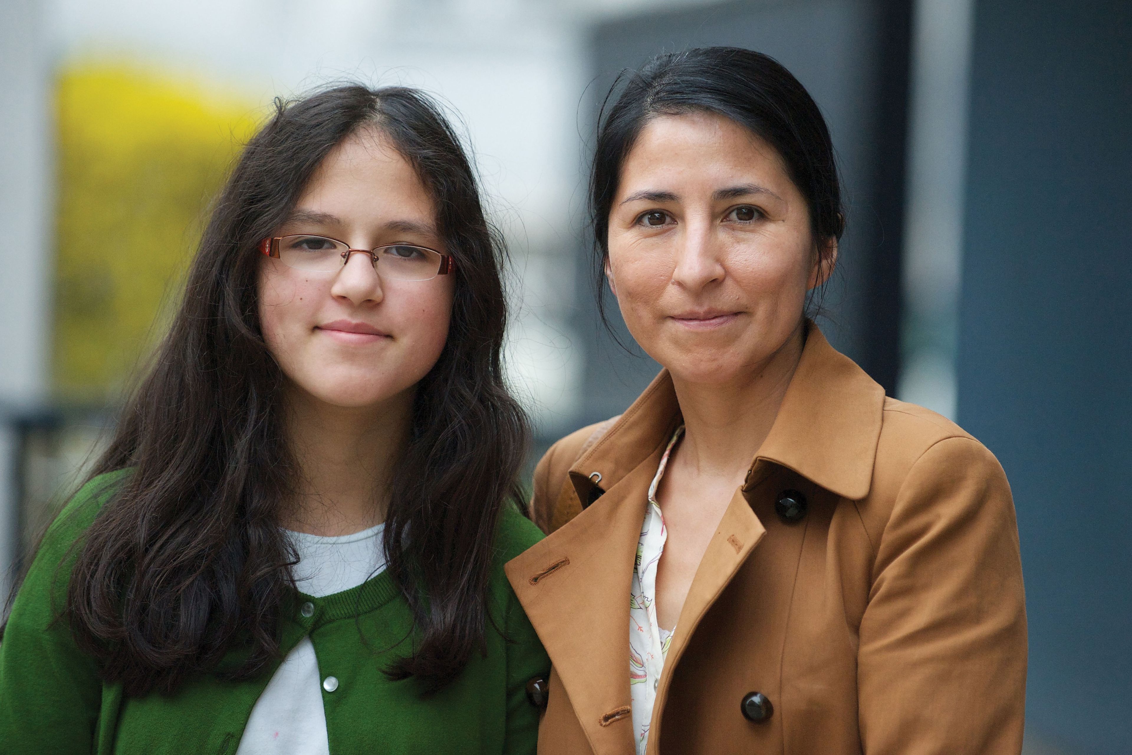 A mother and daughter attending the broadcast of the general women’s session of general conference in Vienna, Austria.
