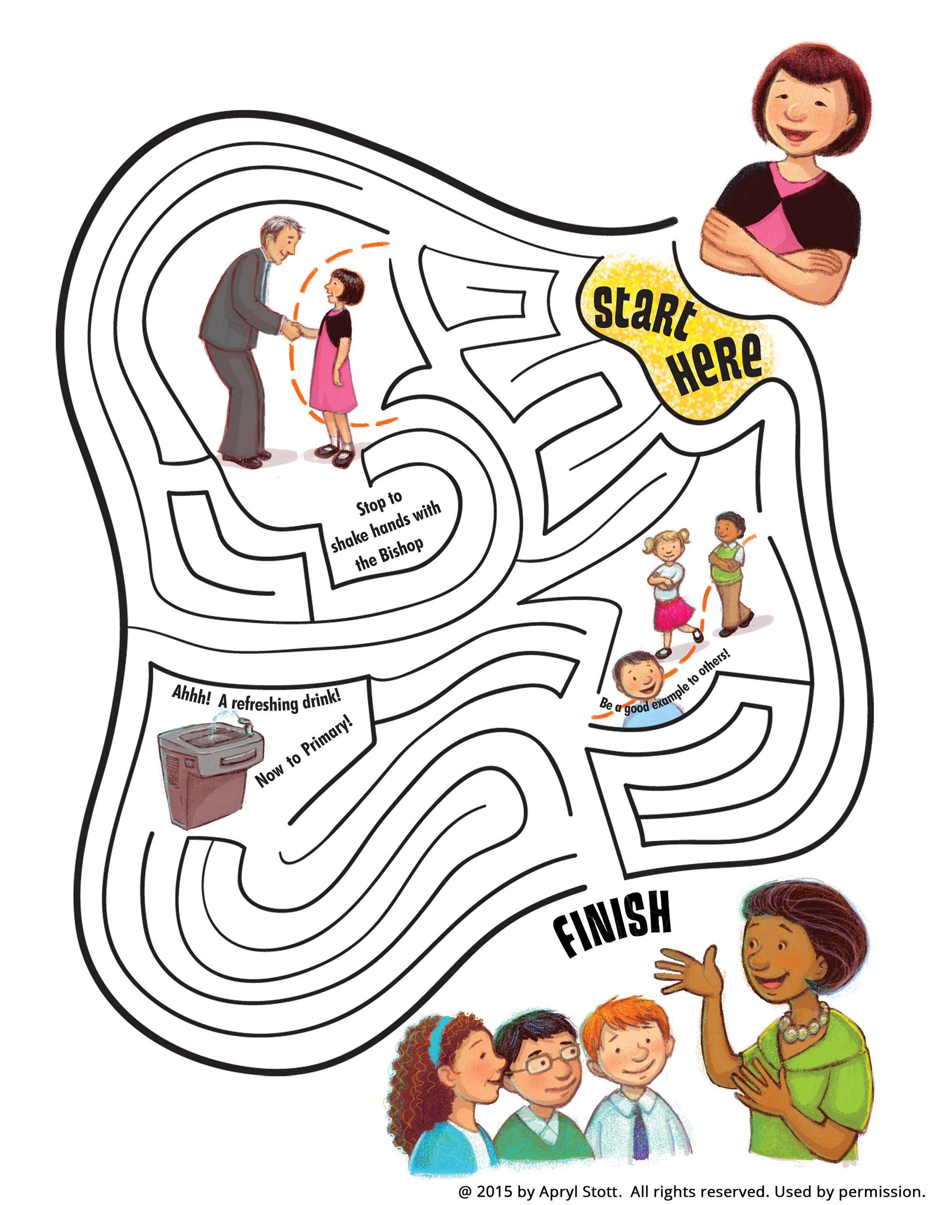 A maze to help children walk a girl reverently to Primary.