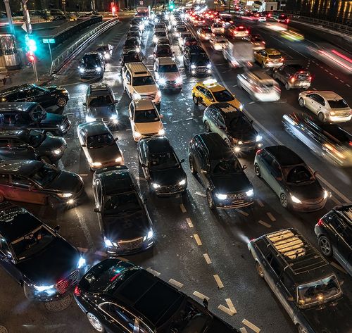 busy highway at night