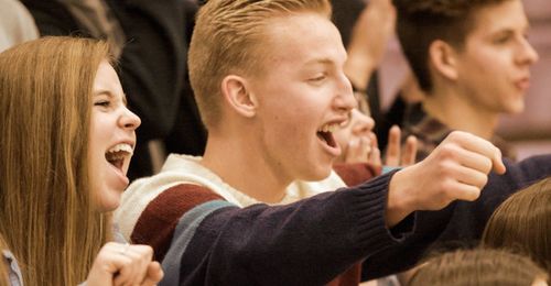 young people cheering