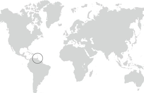 map with circle around Trinidad and Tobago