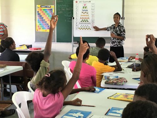 Teacher and Student in Classroom