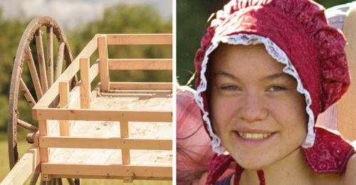 handcart and young woman