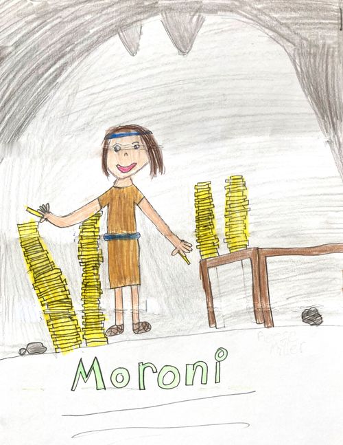 Child’s drawing of Moroni with the golden plates