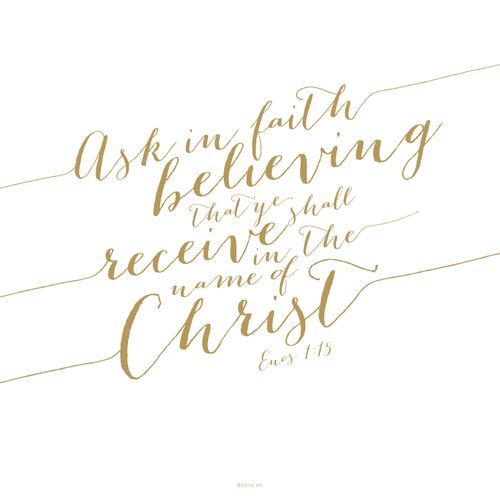 The scripture Enos 1:15 in gold script on a white background.