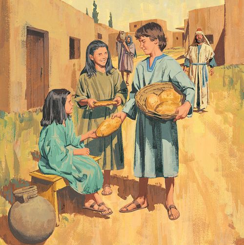 young Jesus helping people