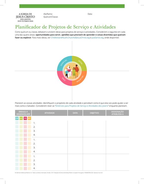 planificador de projetos de serviço e atividades