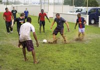 missionaries playing soccer