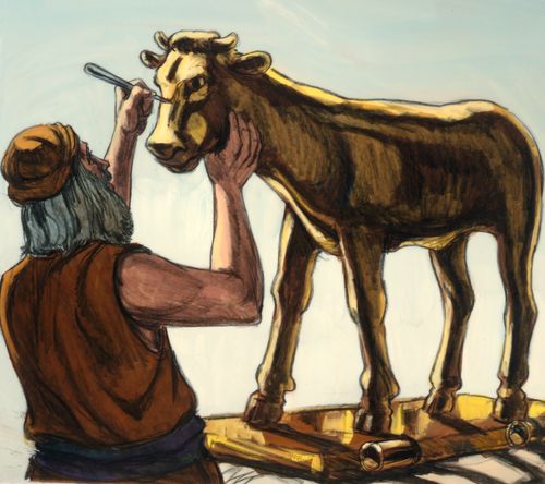 Aaron with golden calf