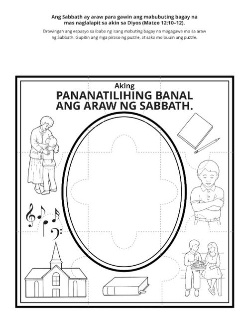 pahina ng aktibidad: pananatilihin kong banal ang araw ng Sabbath