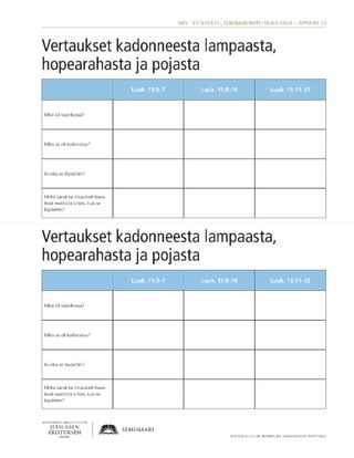 handout, Parables of the Lost Sheep, Coin, and Son