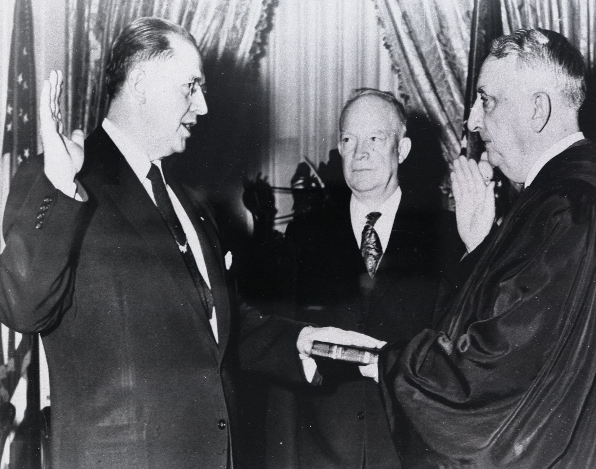 Ezra Taft Benson being sworn in as United States secretary of agriculture. Teachings of Presidents of the Church: Ezra Taft Benson (2014), 25