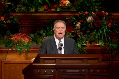 Brother Bradley R. Wilcox speaks during the Saturday evening session of General Conference. October 2, 2021.