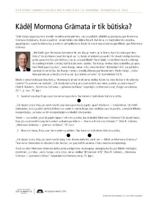 Izdales materiāla eksemplārs — „Kādēļ Mormona Grāmata ir tik būtiska?”