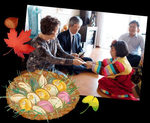 Family celebrating the harvest festival