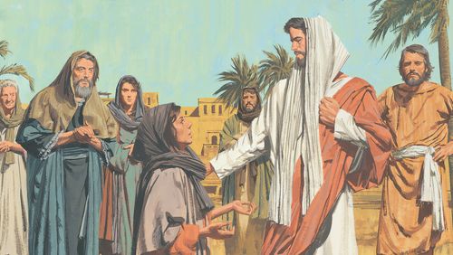 The woman admits to touching the Savior and Jesus tells her that her faith has made her well - ch.26-4