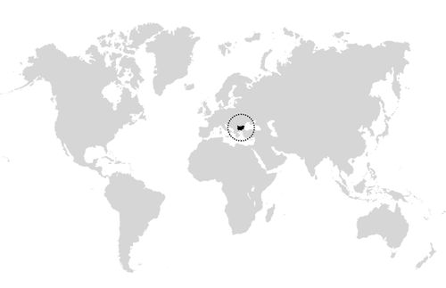 աշխարհի քարտեզը. Բուլղարիան նշված է շրջանակով