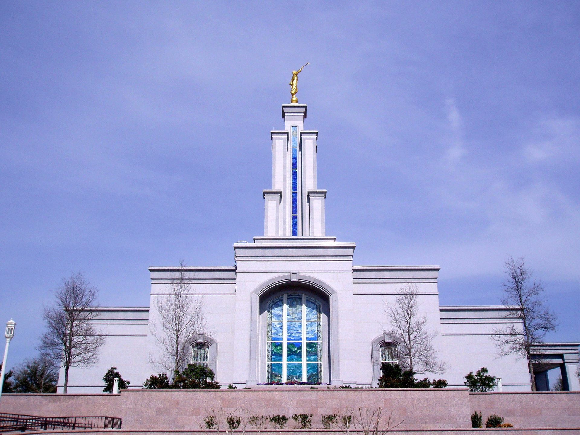 The San Antonio Texas Temple south view, including the windows and scenery.