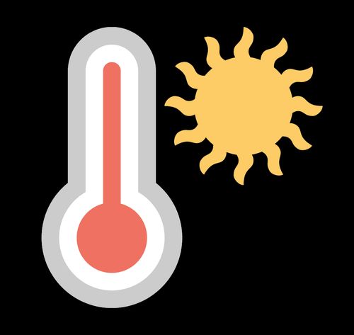 sunny graphic with high thermostat