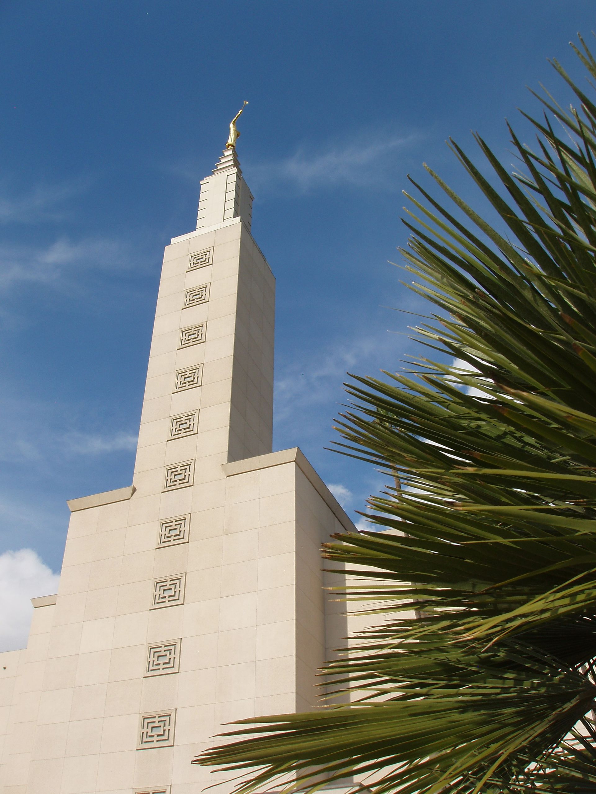 The Los Angeles California Temple spire, including the exterior of the temple.