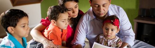 family reading together