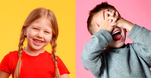 girl and boy laughing