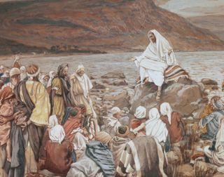 Jesus Teaching the People by the Seashore by James Tissot