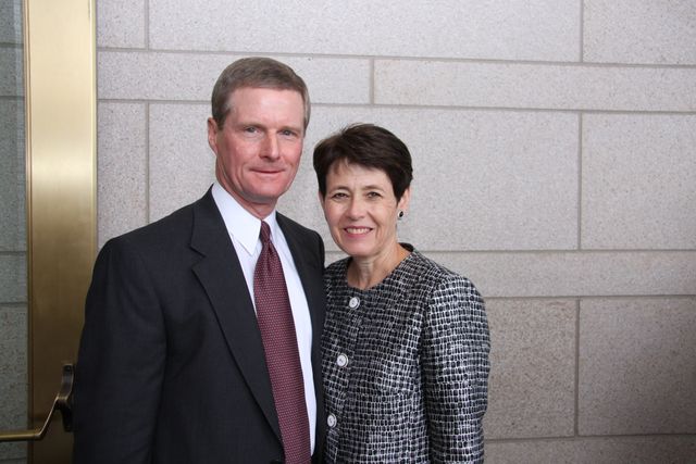 Portrait of David A. Bednar and his wife Susan taken at the Oquirrh Mountain Utah Temple dedication in August 2009.