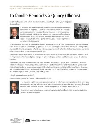 Document à distribuer : La famille Hendricks à Quincy (Illinois)