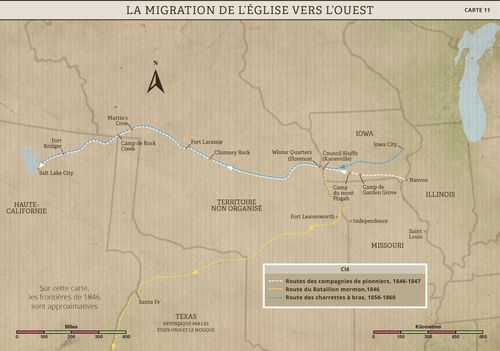 la carte du voyage vers l’Ouest