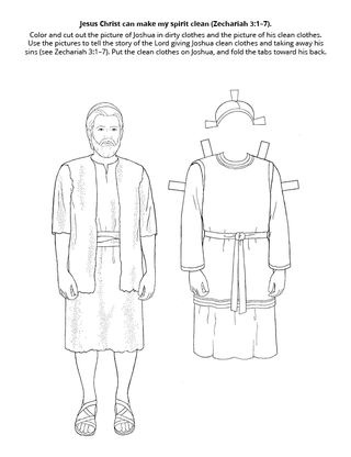 Joshua coloring page with paper illustrated clothing