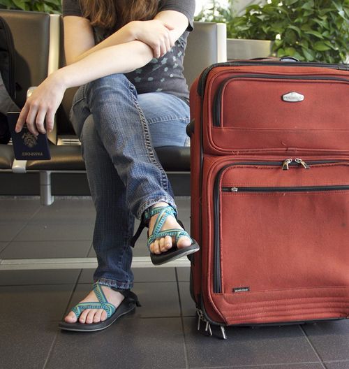 a suitcase in airport